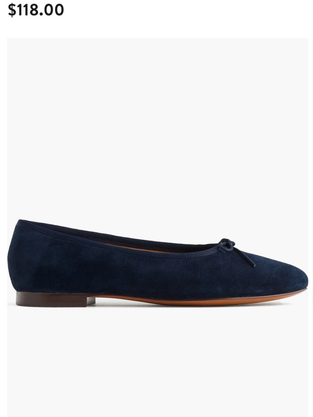 Madewell Navy Suede Round-Toe Ballet Flats with Bow size 8